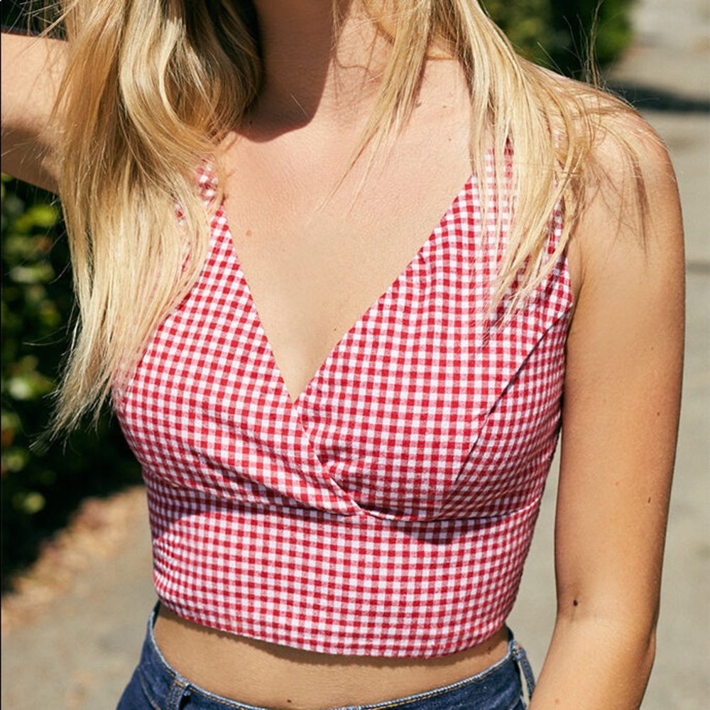 John Galt surplice gingham tank top